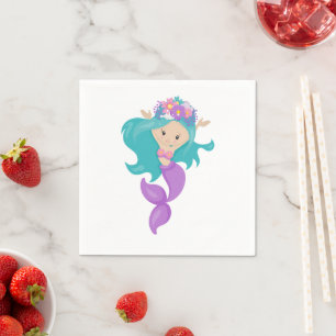 Serviette En Papier Naples violettes de la fête de sirène