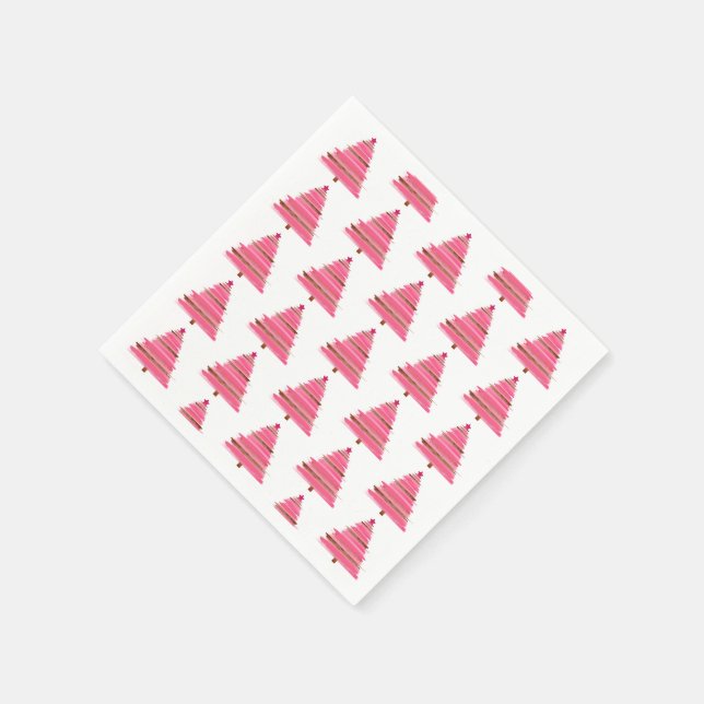 Serviette En Papier Nappe d'Arbre de Noël Rose (Coin)