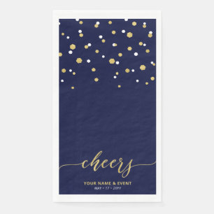 Serviette En Papier Nappe de fête élégante Navy Or Script Confettis À