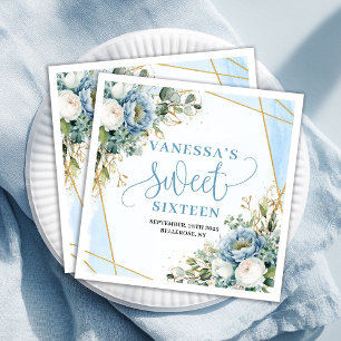 Serviette En Papier Nappe de fête tendance Sweet 16 bleu poussiéreux e