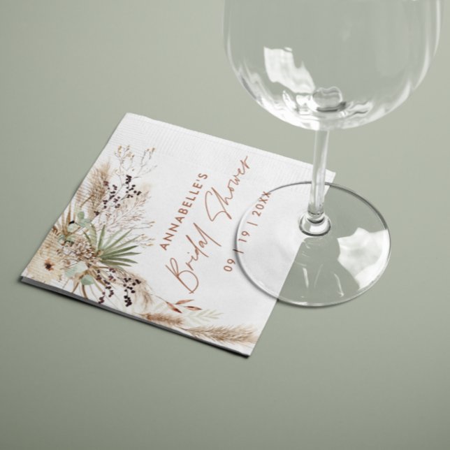 Serviette En Papier Nappe élégante moderne boho en herbe de pampas pou (Créateur téléchargé)