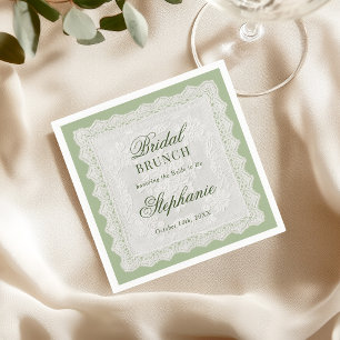 Serviette En Papier Nappe en dentelle vintage vert sauge pour brunch d