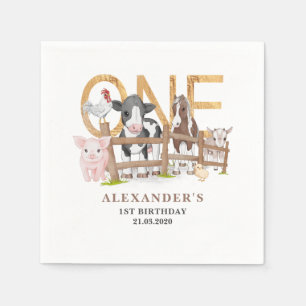 Serviette En Papier Nappe en papier animaux de la ferme 1er anniversai