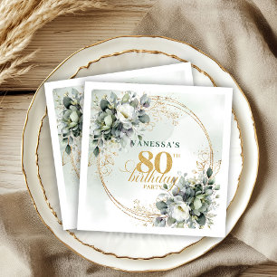 Serviette En Papier Nappes 80 ans anniversaire Boho Romantique Verdure