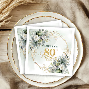 Serviette En Papier Nappes Anniversaire 80 Ans Classic Bohemian Greene