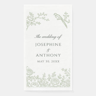 Serviette En Papier Nappes de mariage florales vert sauge en chinoiser