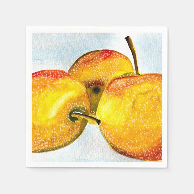 Serviette En Papier Nashi poires jaune aquarelle fruit (Devant)