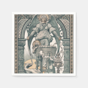 Serviette En Papier Nativité Jésus Ange de naissance Ange Vintage Noël