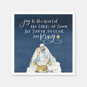 Serviette En Papier Nativité Joy Aquarelle Noël religieux