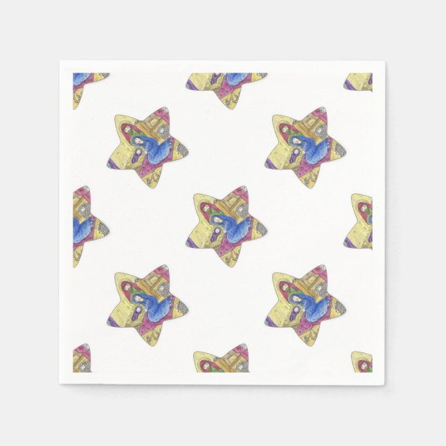 Serviette En Papier Nativité Noël : Bébé Jésus, Marie dans une crèche (Devant)