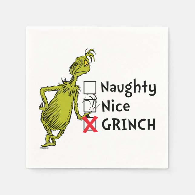 Serviette En Papier Naughty, Nice ou Grinch (Devant)