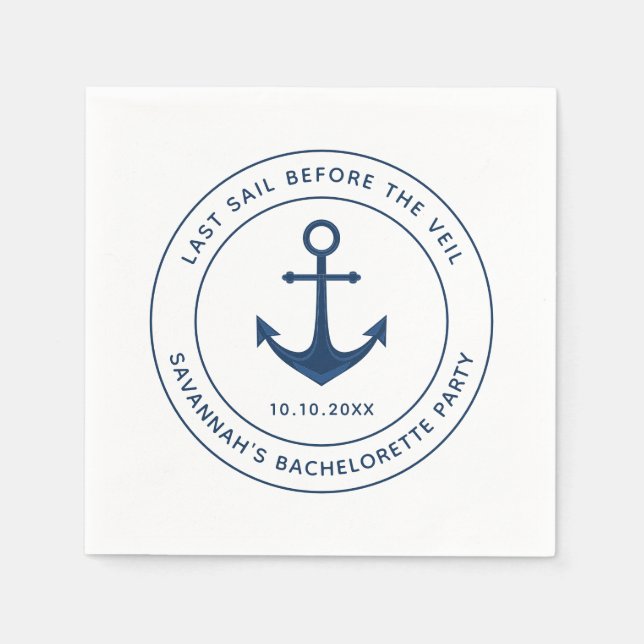 Serviette En Papier Nauti Enterrement de Vie de Jeune Fille Dernière V (Devant)