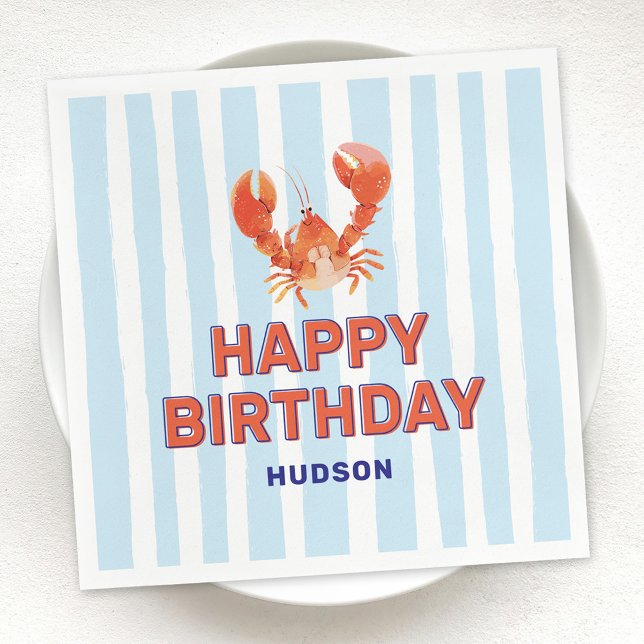 Serviette En Papier Nautical Lobster Kids Happy Birthday (Créateur téléchargé)