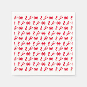 Serviette En Papier Nautique Sea Animaux motifs homard crabe hippocamp