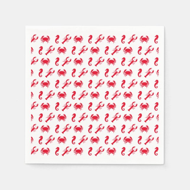 Serviette En Papier Nautique Sea Animaux motifs homard crabe hippocamp (Devant)
