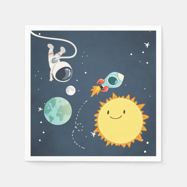 Serviette En Papier Navire d'astronaute-fusées Anniversaire de l'espac (Devant)