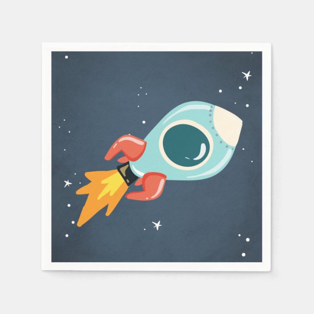 Serviette En Papier Navire d'astronaute-fusées Anniversaire de l'espac (Devant)