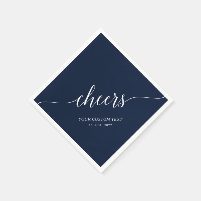 Serviette En Papier Navy Blue Elegant Stylish Letting Cheers Event (Coin)