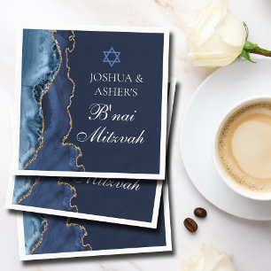 Serviette En Papier Navy Blue Gold B'nai Mitzvah Elegant Party