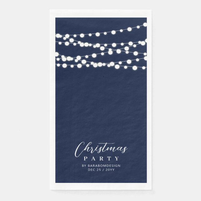 Serviette En Papier Navy Blue String Lights Élégante Soirée d'encourag (Devant)