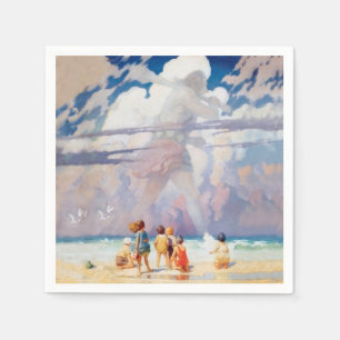 Serviette En Papier NC Wyeth Le littoral de la plage de l'artisanat gé