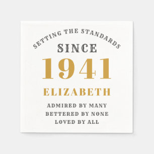 Serviette En Papier Né en 1941 80e anniversaire entièrement modifiab