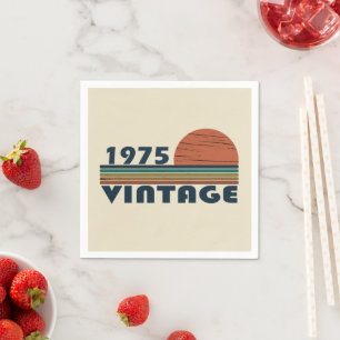 Serviette En Papier Né en 1975 fête d'anniversaire vintage