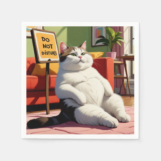 Serviette En Papier Ne pas déranger le gros chat amusant