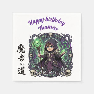 Serviette En Papier Necromancer Dark Magic Anime Chibi Gamer Birthday 