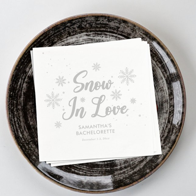 Serviette En Papier Neige amoureuse Ski d'hiver Bachelorette (Créateur téléchargé)