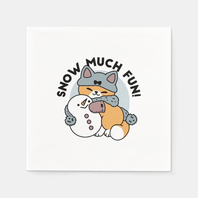 Serviette En Papier Neige beaucoup amusant Chat hiver vacances Design (Devant)