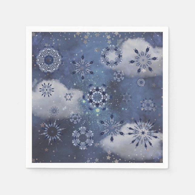 Serviette En Papier Neige bleue (Devant)