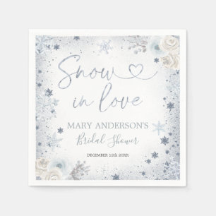 Serviette En Papier Neige d'hiver en amour Fête des mariées de flocon 