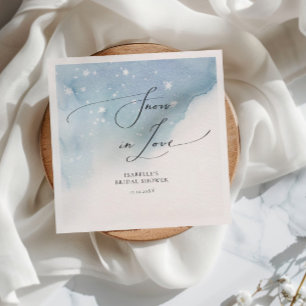 Serviette En Papier Neige en amour Bleu Fête des mariées neige
