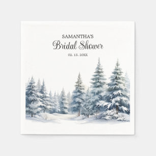 Serviette En Papier Neige en amour Fête des mariées de forêt de pins d