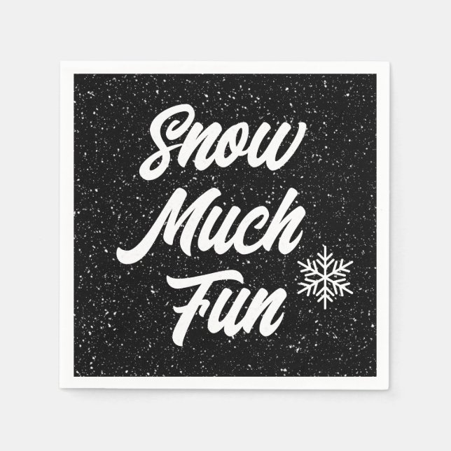 Serviette En Papier Neige Fun Fun Fun Fun Sur Noir (Devant)