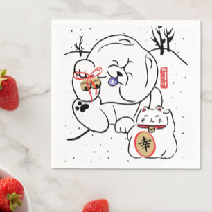 Serviette En Papier NEKO et INU Chow et fêtes de chat