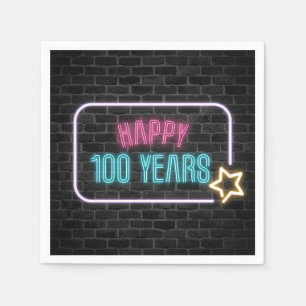 Serviette En Papier Neon 100e Marquee Anniversaire Sur Les Serviettes 