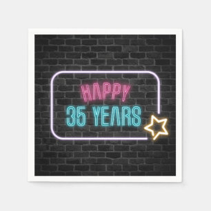 Serviette En Papier Neon 35e Marque d'anniversaire sur des serviettes 