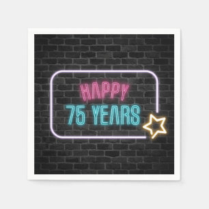 Serviette En Papier Neon 75e Marque d'anniversaire sur mur de briques