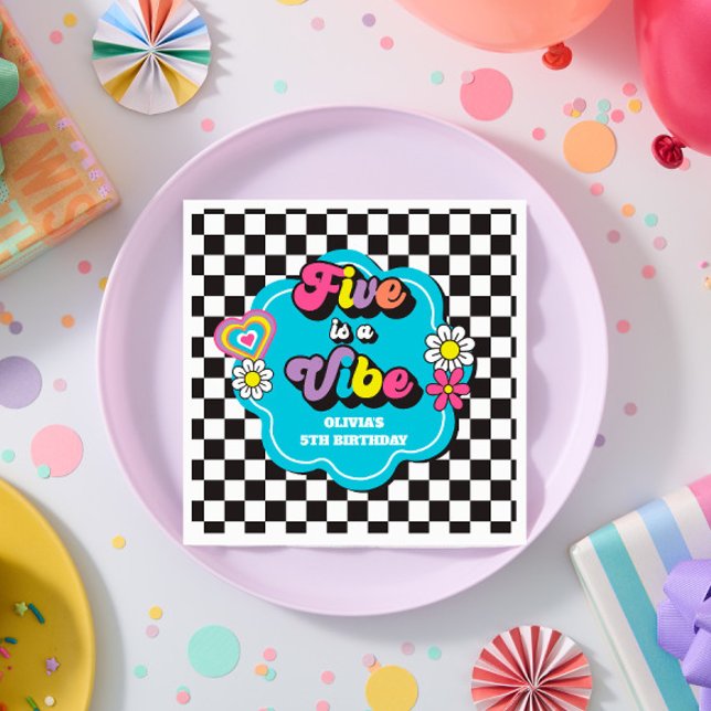 Serviette En Papier Neon 90s Retro Five est un Vibe 5e anniversaire (Créateur téléchargé)