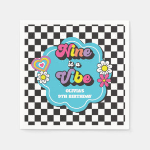 Serviette En Papier Neon 90s Retro Nine est un Vibe 9e anniversaire