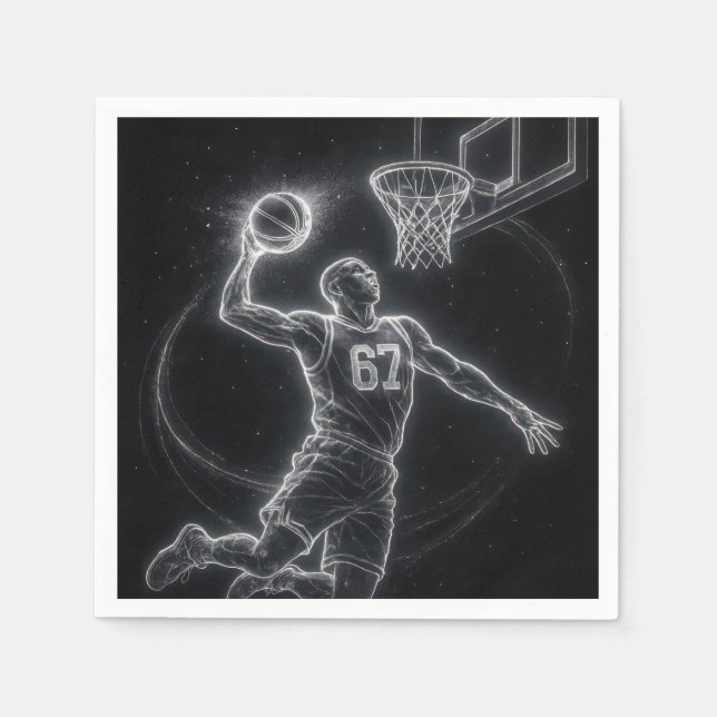 Serviette En Papier Neon Basketball Player Number 67 (Devant)