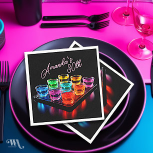 Serviette En Papier Neon Blacklight Jelly Shots Cocktail Anniversaire