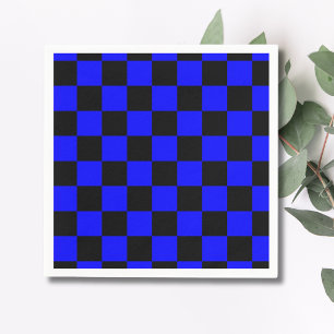 Serviette En Papier Néon bleu et noir damier vintage