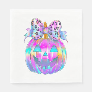 Serviette En Papier Neon Coquette Citrouille d'Halloween
