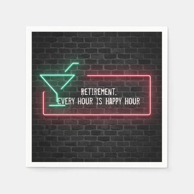 Serviette En Papier Neon du Parti de la retraite \Sign (Devant)