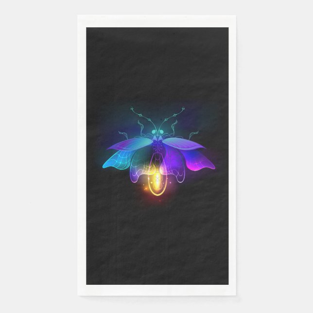Serviette En Papier Neon Firefly sur noir (Devant)