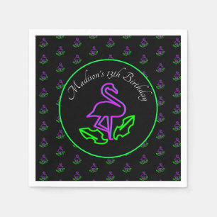 Serviette En Papier Neon Flamant rose Ado Anniversaire Glow Party Trop