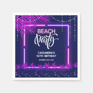 Serviette En Papier Neon Lights Palm Beach Night Party Anniversaire